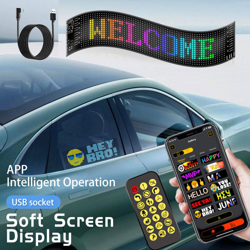 LED Flexible Display for Car, PC,Shop & Decoration | App + Remote Control Variant 16*32-px-(17*7cm)