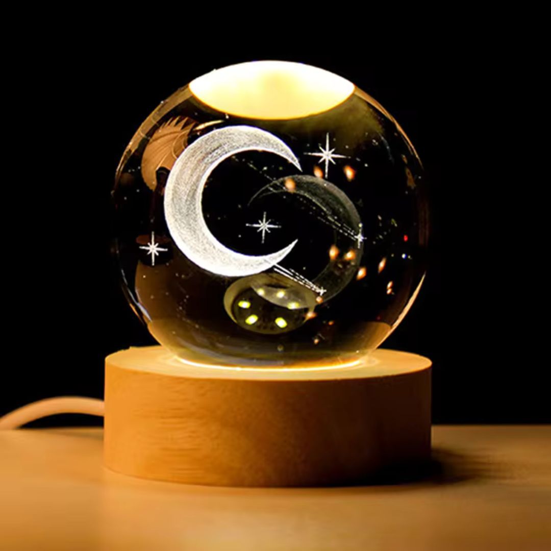 Luminous Crystal Ball Show Piece - Half-Moon