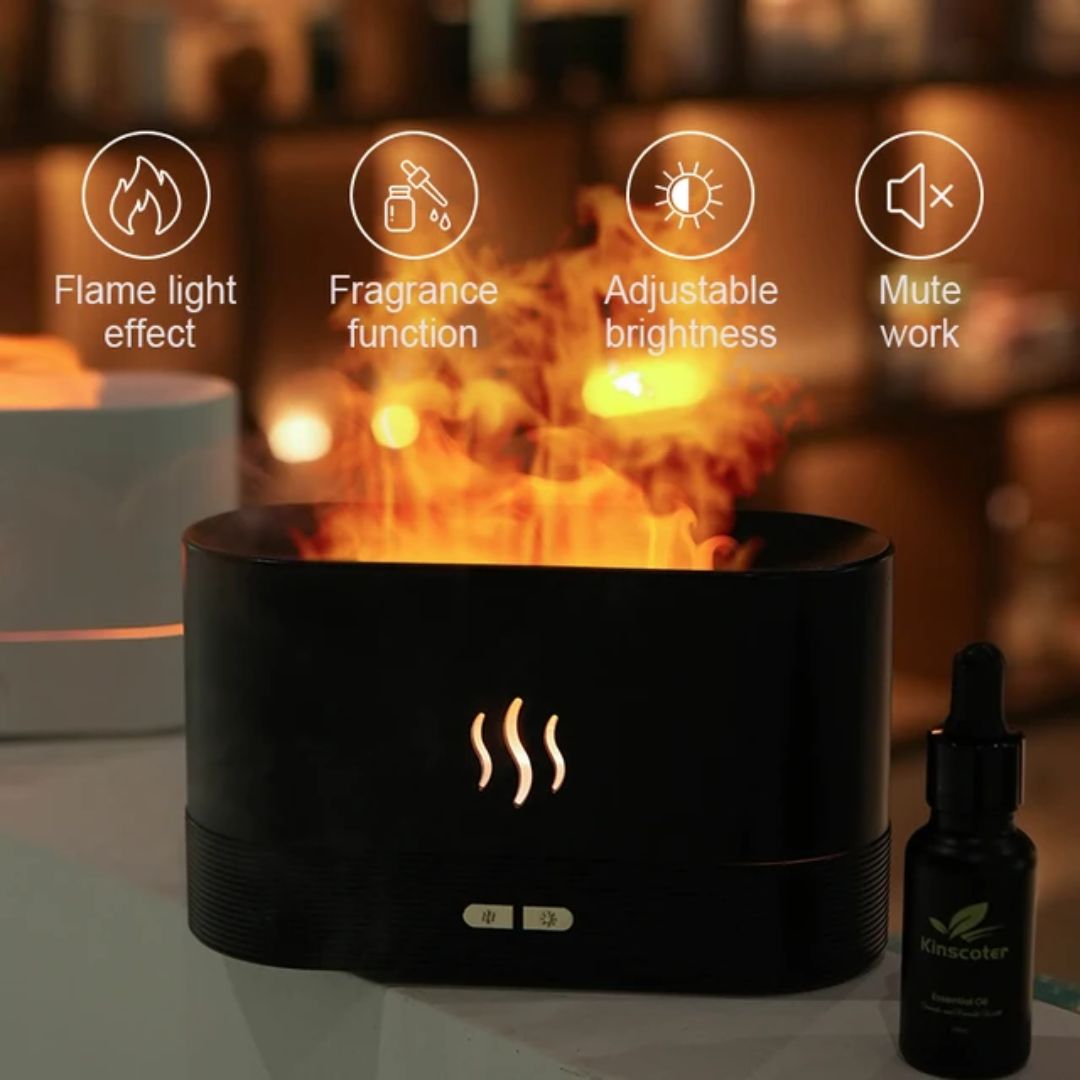 Flame Humidifier and Aromatherapy Essential Oil Diffuser